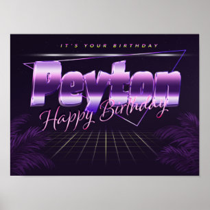 Peyton Name Vorname lila retro Poster Geburtstag