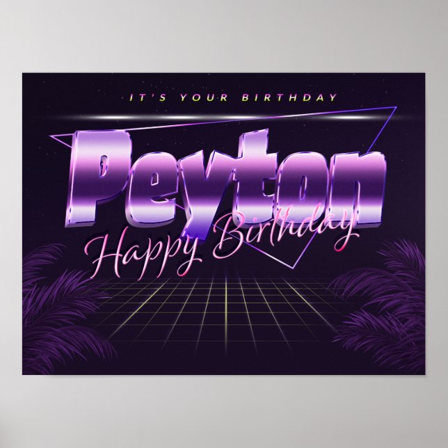 Peyton Name Vorname lila retro Poster Geburtstag (Vorne)