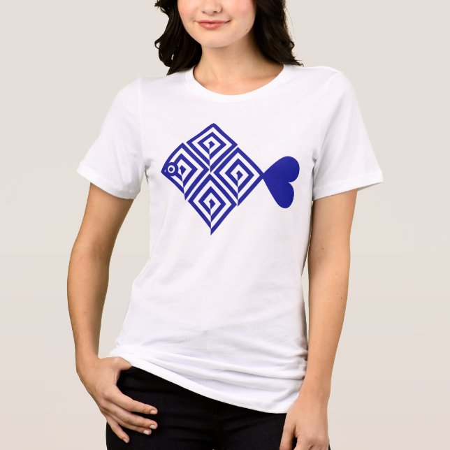 Pez azul abstracto Tri-Blend shirt (Vorderseite)