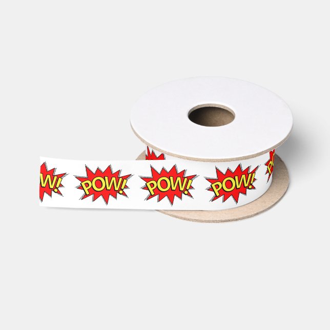  PF! - Superhero Comic Buch Rot/Gelbe Blase Satinband (Spule)