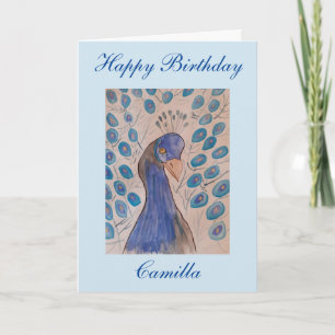 Pfacock Blue Birthday Card Karte