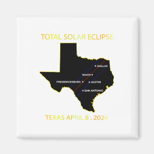 Pfad der Solar Eclipse 2024 Interaktive Karte Texa Magnet