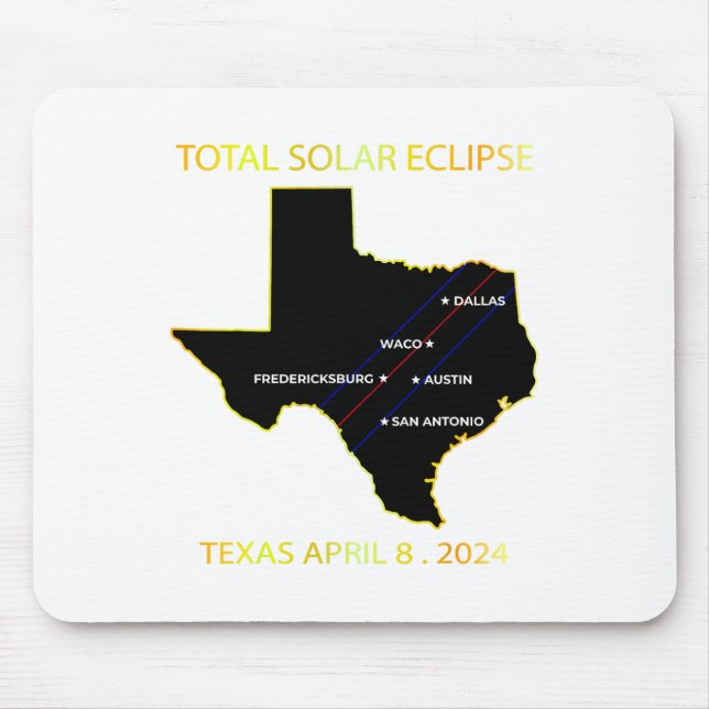 Pfad der Solar Eclipse 2024 Interaktive Karte Texa Mousepad (Vorne)