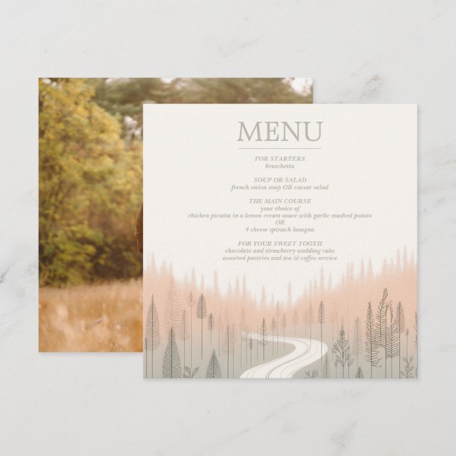 Pfad der weichen Farben Menükarte (Vorne/Hinten)