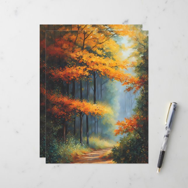 Pfad durch das Herbstwald-Scrapbook-Papier (Vorderseite/Rückseite Beispiel)