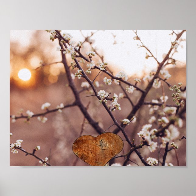 Pfad Waldbäume Zweige Liebe Herz Poster (Vorne)