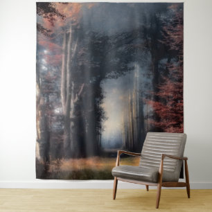 Pfad zum Licht in einem Wald Wandteppich