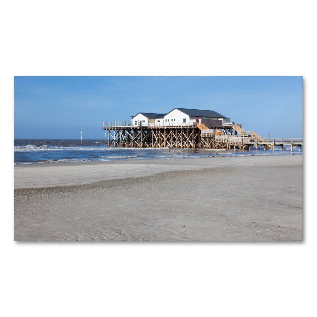 Pfahlhaus am Strand von St. Peter Ording Magnetische Visitenkarte (Vorderseite)