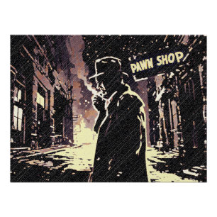 Pfandleihe Retro Urbaner Rauher Pop-Art-Stil Poster