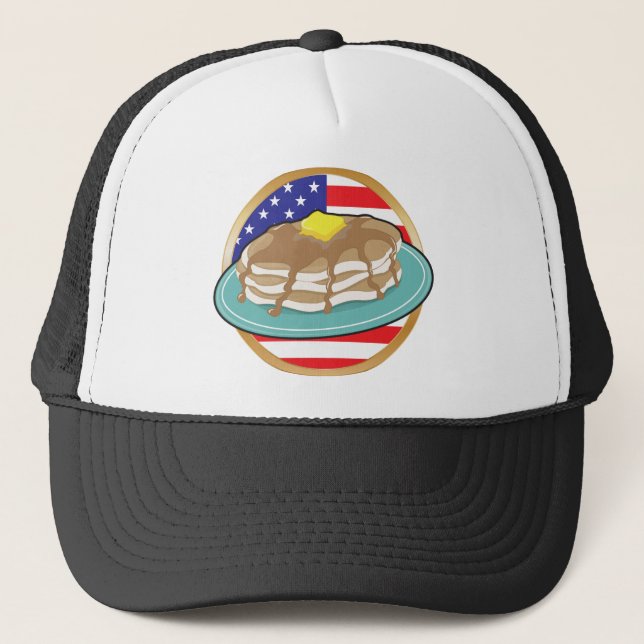 Pfannkuchen-amerikanische Flagge Truckerkappe (Vorderseite)