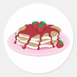 Pfannkuchen-Erdbeere Runder Aufkleber
