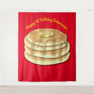 Pfannkuchen-Frühstücks-Party Kinder Foto Booth Hin Wandteppich