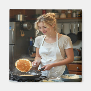 Pfannkuchen kochen Foto anpassen Magnet