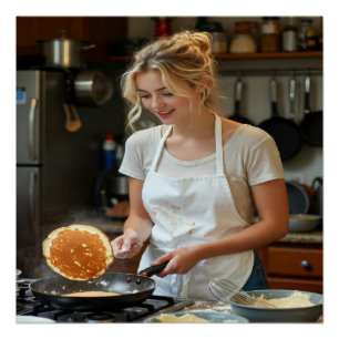 Pfannkuchen kochen Foto anpassen Poster