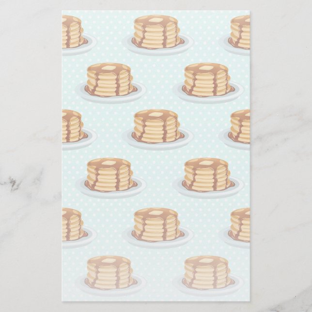 Pfannkuchen mit Ahornsirup und Punkt-Muster Briefpapier (Vorderseite)