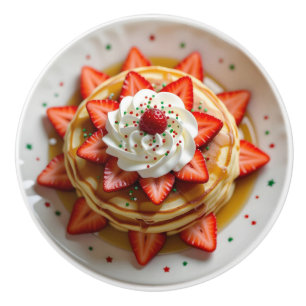 Pfannkuchen mit Schlagsahne und Weihnachtsstreusel Keramikknauf