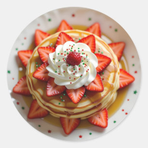 Pfannkuchen mit Schlagsahne und Weihnachtsstreusel Runder Aufkleber