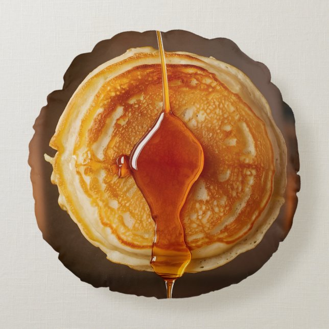Pfannkuchen mit Sirup Rundes Kissen (Vorderseite)