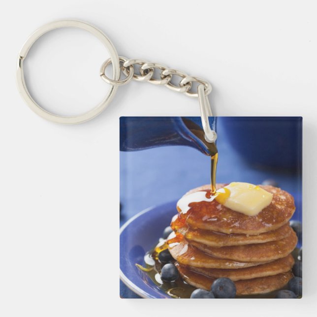Pfannkuchen mit Sirup und Blaubeere Schlüsselanhänger (Vorderseite)