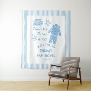 Pfannkuchen, Pacis & PJs Jungen-Baby-Party Willkom Wandteppich