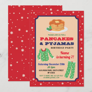 Pfannkuchen & Pyjama Weihnachtsfeier Geburtstag Bl Einladung
