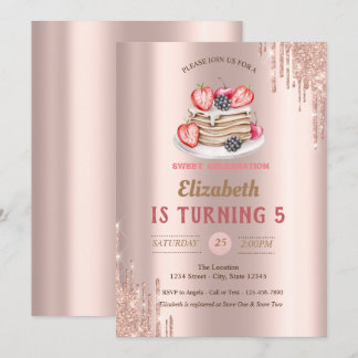Pfannkuchen, Rose Gold Tropfen Geburtstag Einladung