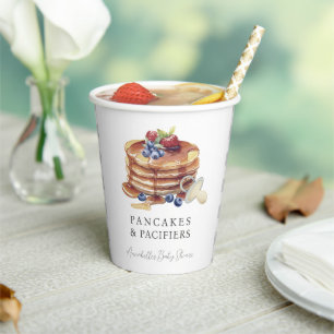 Pfannkuchen & Schnuller Grau kariert Baby-Party Pappbecher