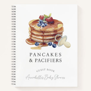 Pfannkuchen & Schnuller Graue Babyparty Gästebuch Notizbuch