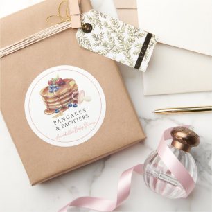 Pfannkuchen & Schnuller Rosa Mädchen Baby-Party Runder Aufkleber