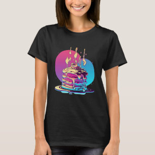 Pfannkuchen Synthwave 80er Retrowave-Ästhetik T-Shirt