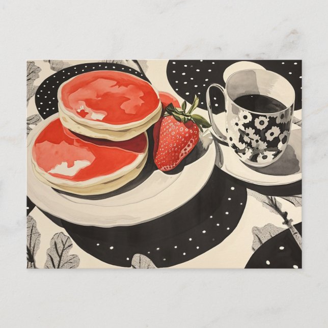 Pfannkuchen und Kaffee Postkarte (Vorderseite)