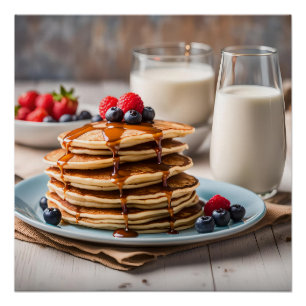 Pfannkuchen und Milch Poster