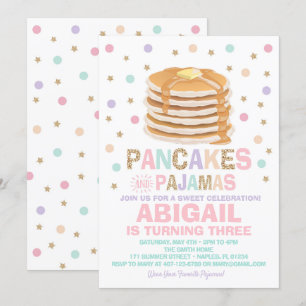 Pfannkuchen und Pajamas zum Geburtstag Einladung