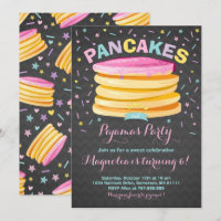 Pfannkuchen und Party Pyjama-Geburtstags-Einladung