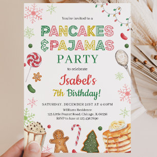 Pfannkuchen und Pyjama Weihnachten Geburtstag Einladung