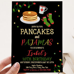 Pfannkuchen und Pyjama Weihnachten Geburtstag Einladung