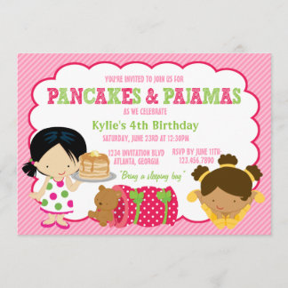 Pfannkuchen und Pyjamassleepover-Party Einladung