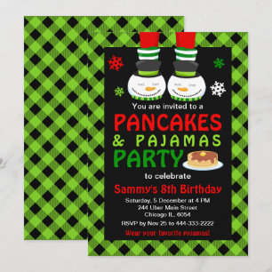 Pfannkuchen und Schlafanzug Geburtstag Schneemann Einladung