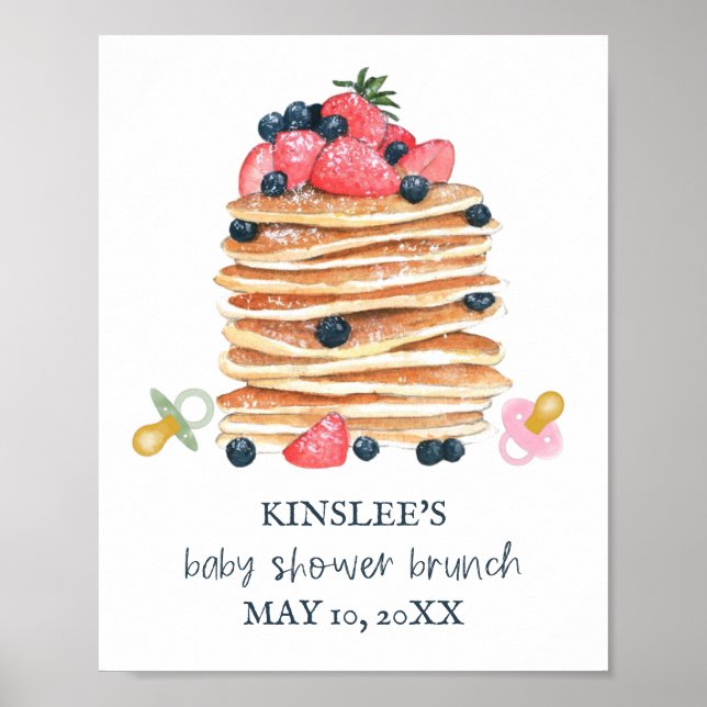 Pfannkuchen und Schnuller Babydusche Begrüßung Poster (Vorne)