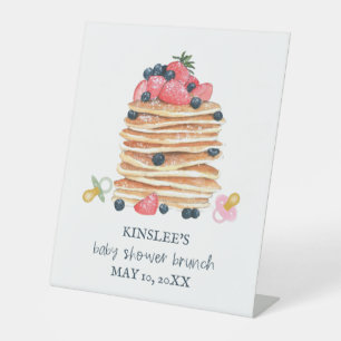 Pfannkuchen und Schnuller Babydusche Begrüßung Sockelschild
