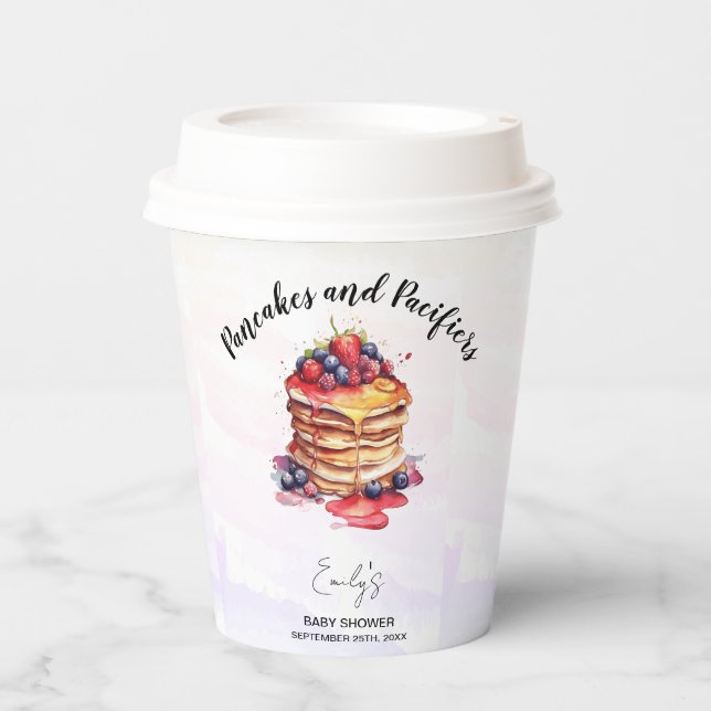 Pfannkuchen und Schnuller Brunch Babydusche Pappbecher (Vorderseite)