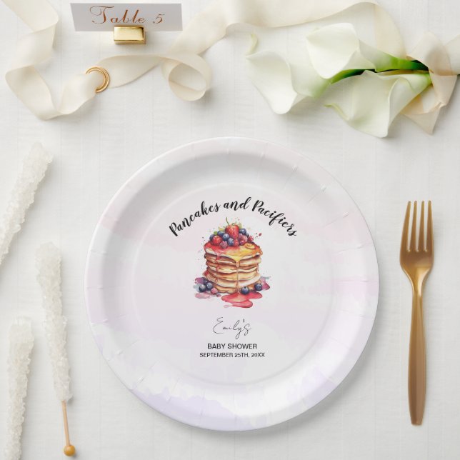 Pfannkuchen und Schnuller Brunch Babydusche Pappteller (Hochzeit)