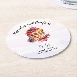 Pfannkuchen und Schnuller Brunch Babydusche Runder Pappuntersetzer