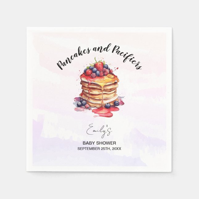 Pfannkuchen und Schnuller Brunch Babydusche Serviette (Vorderseite)
