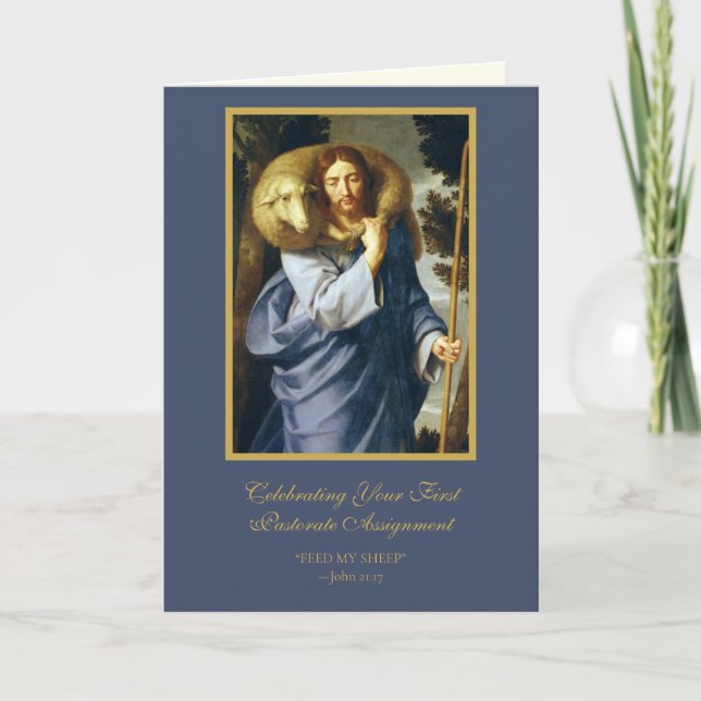 Pfarrer Priester Jesus Schafe Karte (Vorderseite)