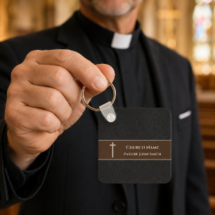 Pfarrhaus BLACK Leather Christlich Schlüsselanhänger