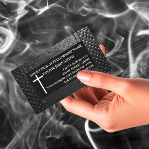 Pfarrhaus BLACK Leather Christlich Visitenkarte