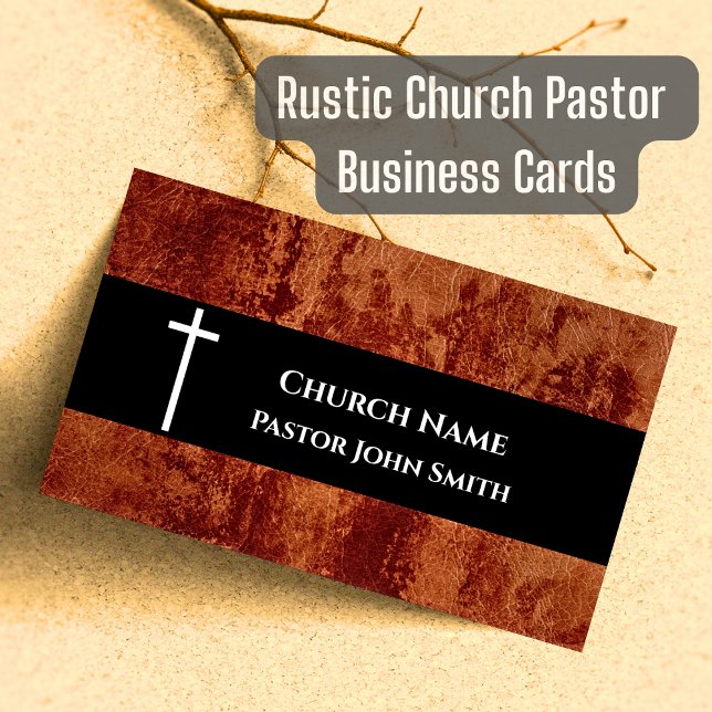 Pfarrhaus RUSTIC Leather Christlich Visitenkarte (Rustic Church Pastor Business Cards)