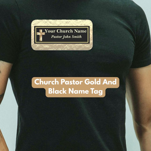 Pfarrkirche Gold und Schwarz Namensschild (Church Pastor Gold And Black Name Tag)