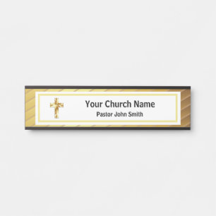 Pfarrkirche Klassisches Gold und Schwarz Türschild